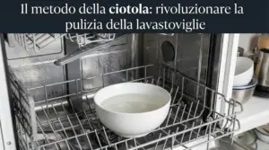 Ciotola bianca con acqua posizionata nel cestello inferiore di una lavastoviglie aperta