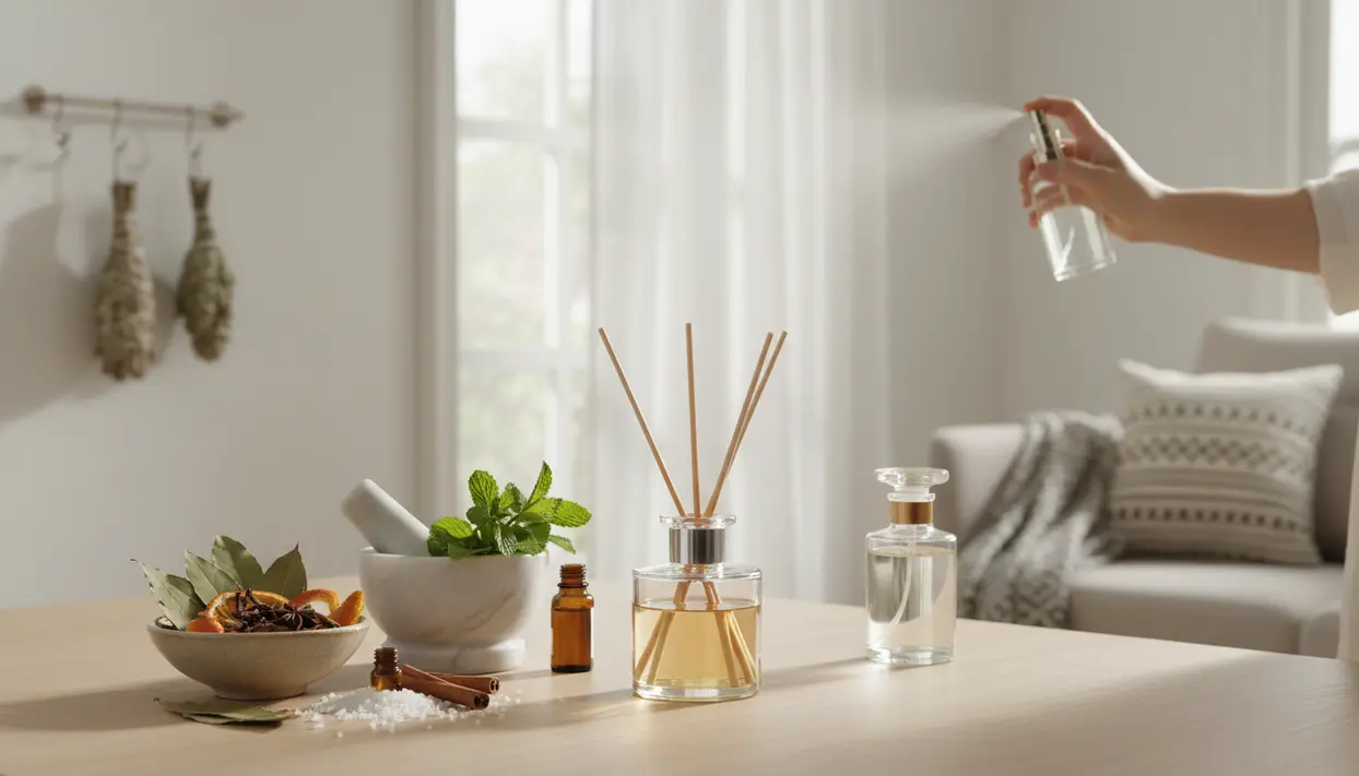 Diffusore a bastoncini, oli essenziali e spray per profumare la casa in modo naturale